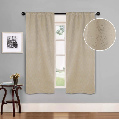 Blackout Window Curtains Zuri Textured Waves Room Darkening Set of 2