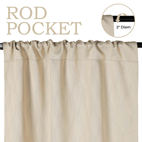 Blackout Window Curtains Zuri Textured Waves Room Darkening Set of 2