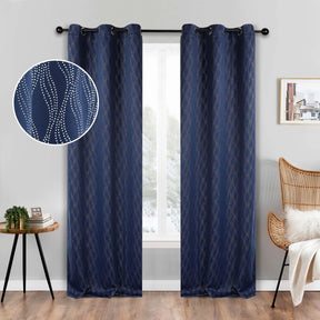 Zuri Textured Waves Room Darkening Blackout Curtains, Set of 2