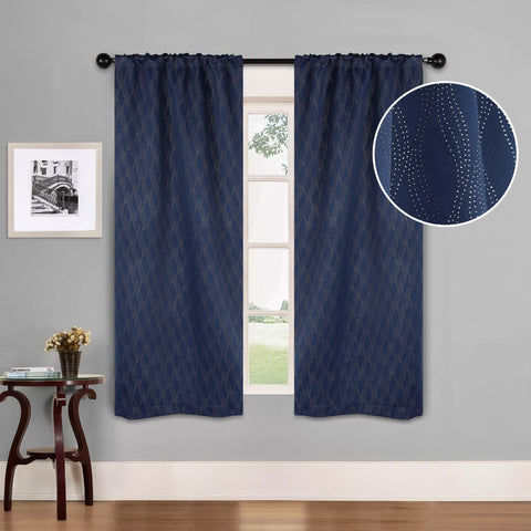 Blackout Window Curtains Zuri Textured Waves Room Darkening Set of 2