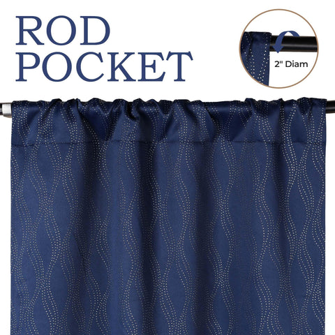 Blackout Window Curtains Zuri Textured Waves Room Darkening Set of 2