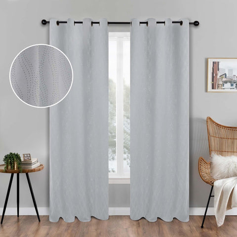 Blackout Window Curtains Zuri Textured Waves Room Darkening Set of 2