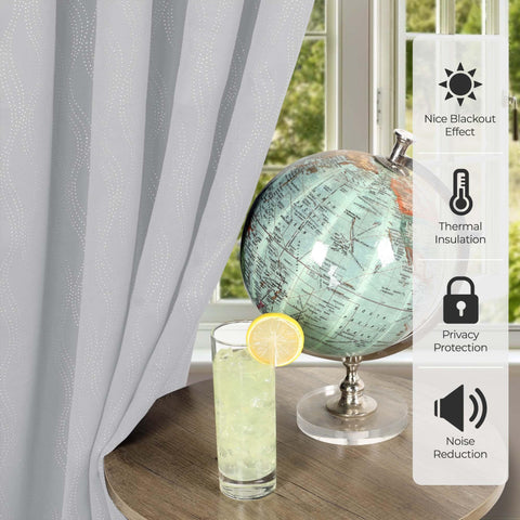 Blackout Window Curtains Zuri Textured Waves Room Darkening Set of 2
