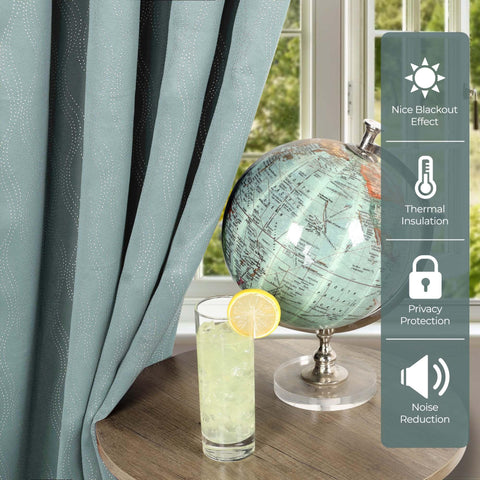 Blackout Window Curtains Zuri Textured Waves Room Darkening Set of 2