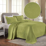 Lightweight Cotton Bedspread Sets 3-Piece Geometric Fret Jacquard Matelassé Scalloped