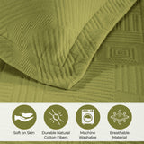 Lightweight Cotton Bedspread Sets 3-Piece Geometric Fret Jacquard Matelassé Scalloped