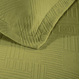 Lightweight Cotton Bedspread Sets 3-Piece Geometric Fret Jacquard Matelassé Scalloped