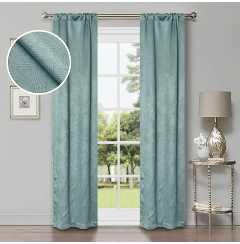 Blackout Window Curtains Waverly Geometric Room Darkening Washable Set of 2