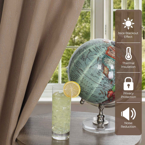 Blackout Window Curtains Zuri Textured Waves Room Darkening Set of 2