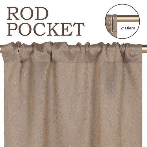 Blackout Window Curtains Zuri Textured Waves Room Darkening Set of 2
