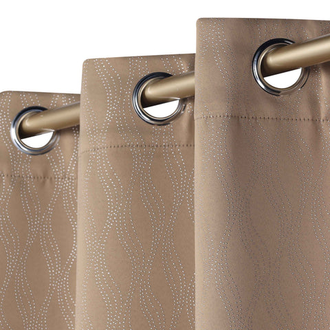 Blackout Window Curtains Zuri Textured Waves Room Darkening Set of 2