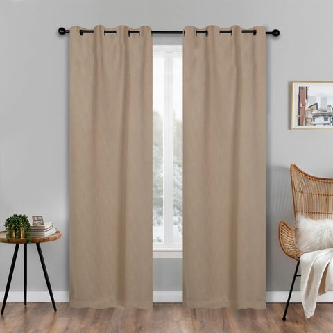 Blackout Window Curtains Zuri Textured Waves Room Darkening Set of 2