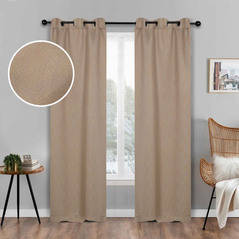 Blackout Window Curtains Zuri Textured Waves Room Darkening Set of 2