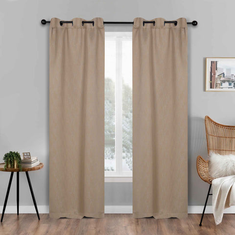 Blackout Window Curtains Zuri Textured Waves Room Darkening Set of 2