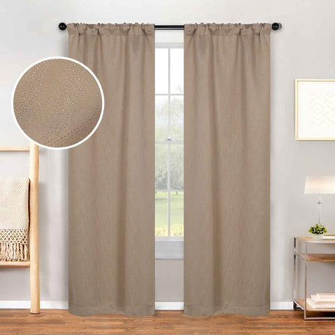 Blackout Window Curtains Zuri Textured Waves Room Darkening Set of 2