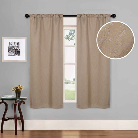 Blackout Window Curtains Zuri Textured Waves Room Darkening Set of 2