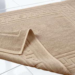 100% Cotton Absorbent Greek Key Border Solid 2 Piece Bath Mat Set