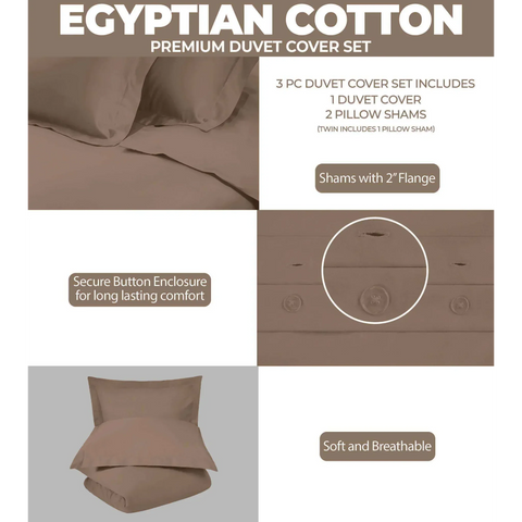 400 Thread Count Egyptian Cotton Solid Duvet Cover