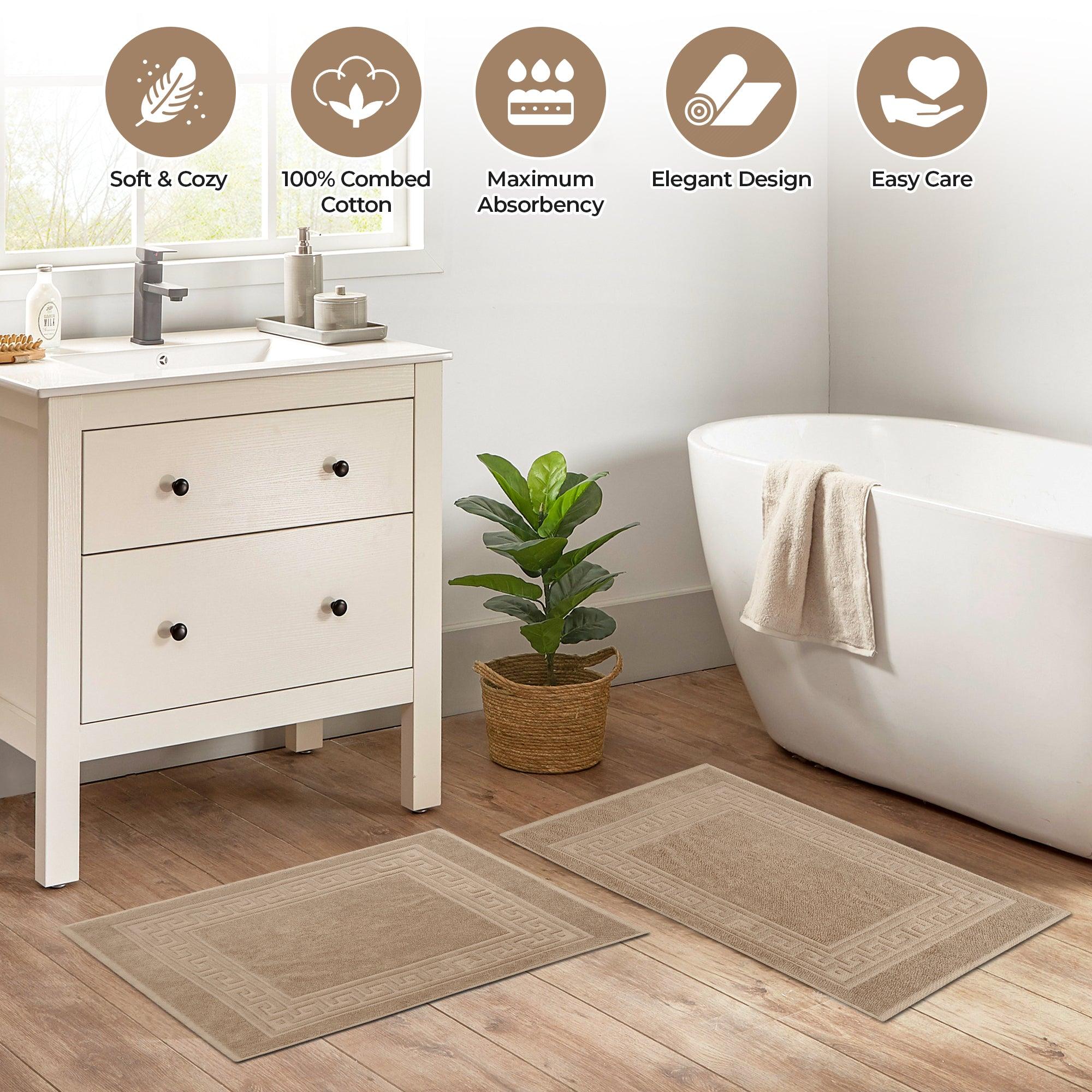 Egyptian Cotton Greek Key Infinity Border Bath Mat Set of 2