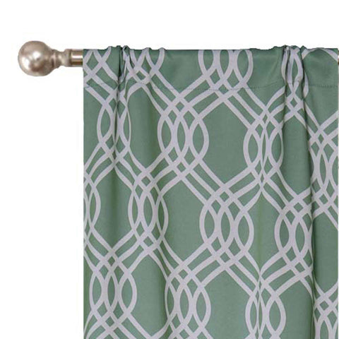 Ribbon Trellis Washable Room Darkening Blackout Curtains, Set of 2