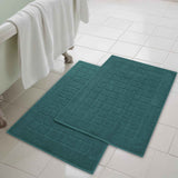 Nora Cotton Thick Solid Checkered Washable Bath Mat Set of 2