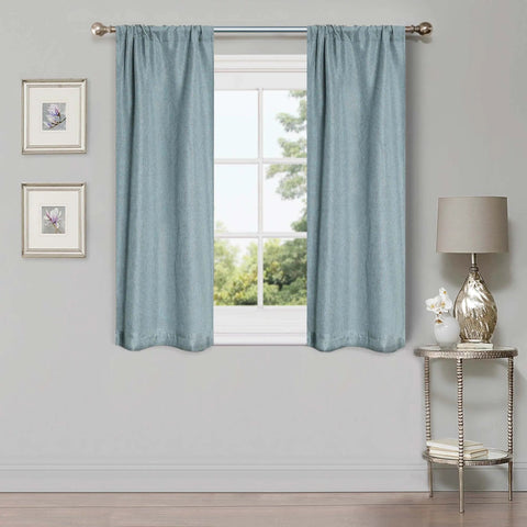 Room Darkening Blackout Curtains Linen Pattern Washable Set of 2