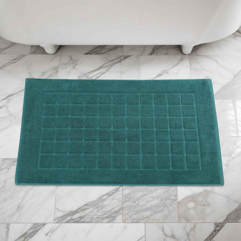 Nora Cotton Thick Solid Checkered Washable Bath Mat Set of 2