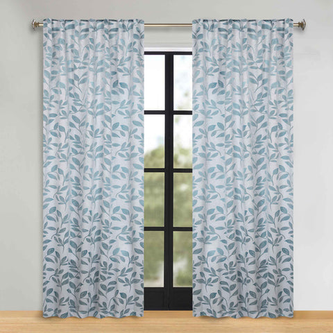 Leaves Room Darkening Back Tabs Blackout Curtain Panels, Set of 2