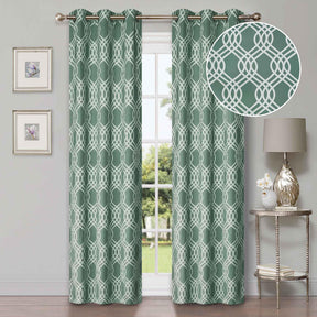 Ribbon Trellis Washable Room Darkening Blackout Curtains, Set of 2
