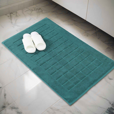 Nora Cotton Thick Solid Checkered Washable Bath Mat Set of 2