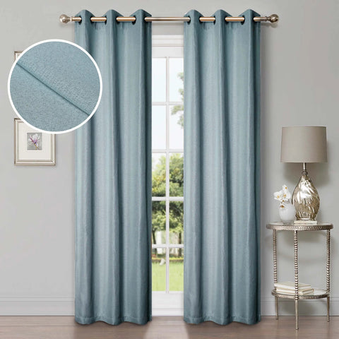 Room Darkening Blackout Curtains Linen Pattern Washable Set of 2
