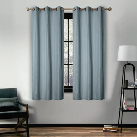 Room Darkening Blackout Curtains Linen Pattern Washable Set of 2