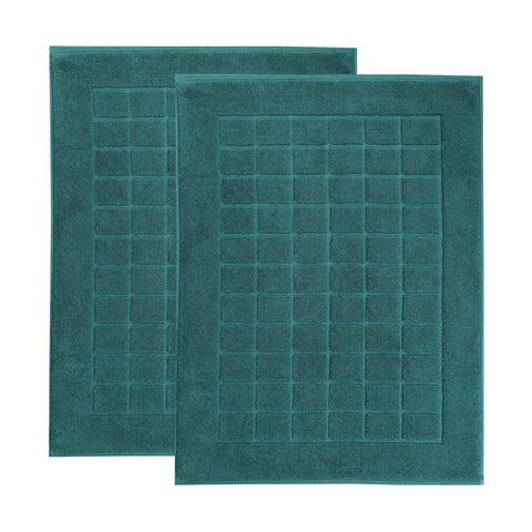 Nora Cotton Thick Solid Checkered Washable Bath Mat Set of 2