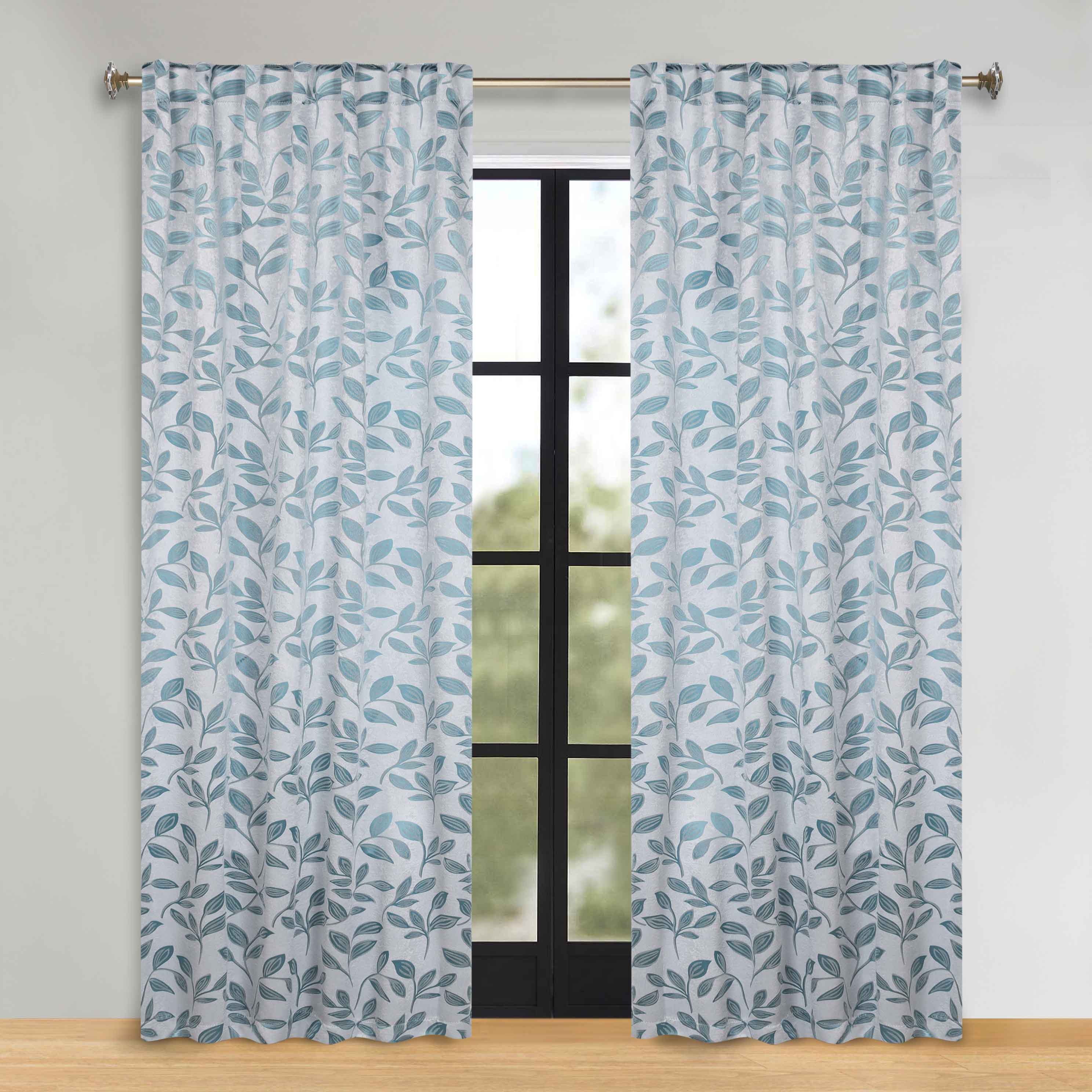 Leaves Room Darkening Back Tabs Blackout Curtain Panels, Set of 2
