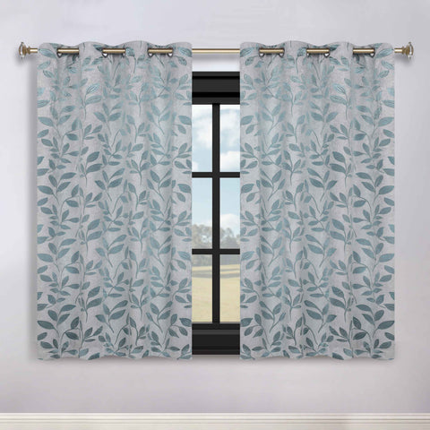 Leaves Room Darkening Washable Blackout Curtain Panels, Set of 2
