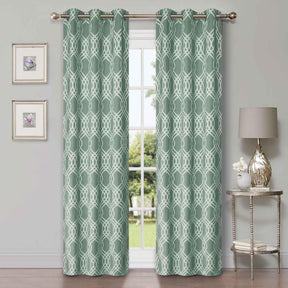 Ribbon Trellis Washable Room Darkening Blackout Curtains, Set of 2