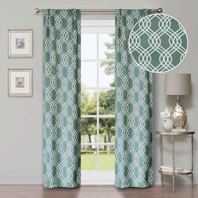 Ribbon Trellis Washable Room Darkening Blackout Curtains, Set of 2