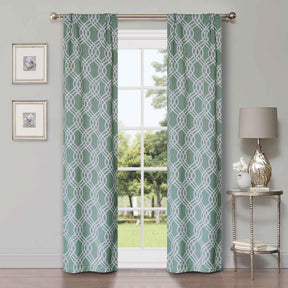 Ribbon Trellis Washable Room Darkening Blackout Curtains, Set of 2
