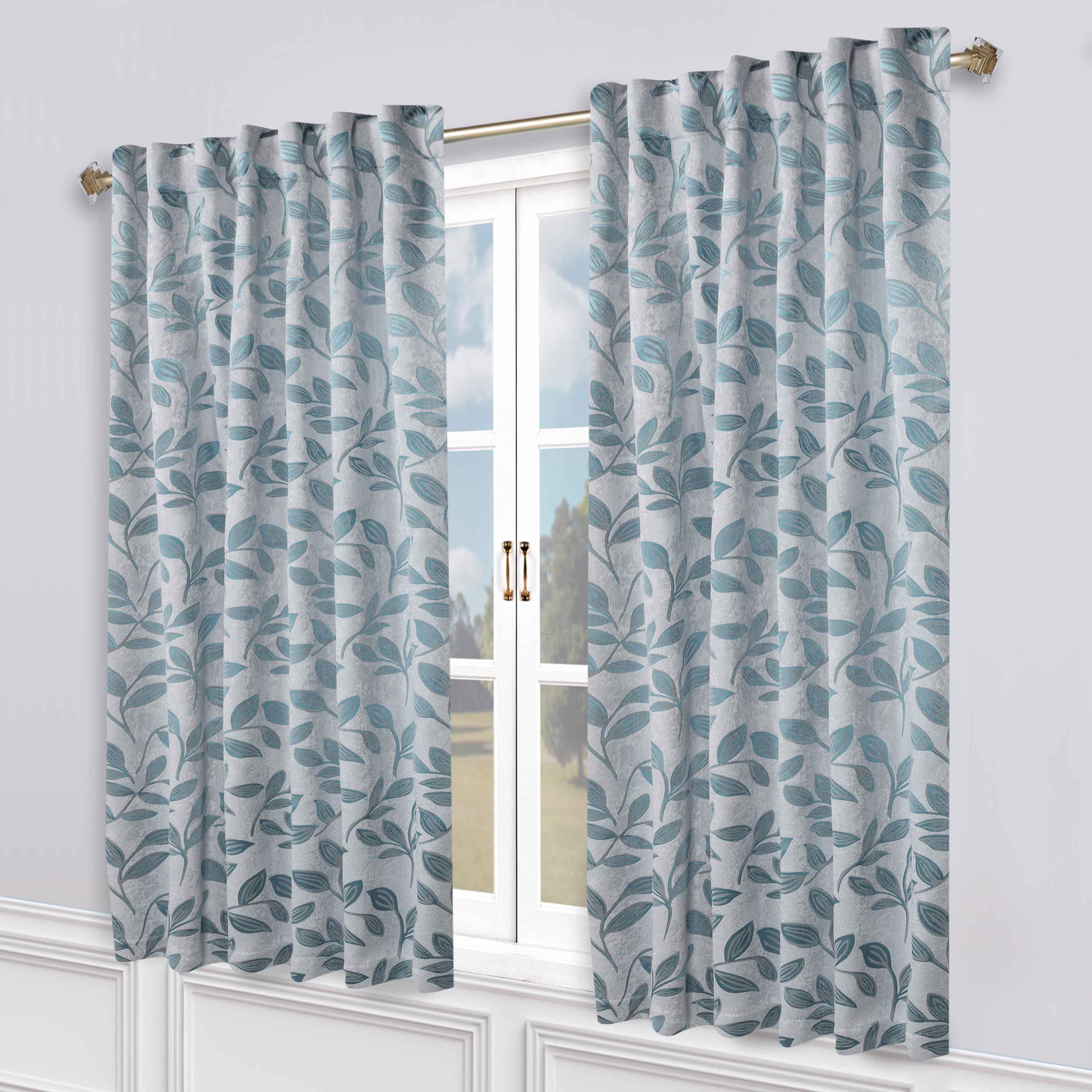 Leaves Room Darkening Back Tabs Blackout Curtain Panels, Set of 2