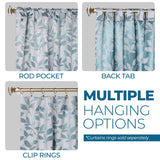 Leaves Room Darkening Back Tabs Blackout Curtain Panels, Set of 2