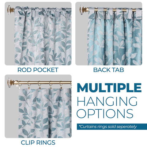 Leaves Room Darkening Back Tabs Blackout Curtain Panels, Set of 2