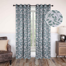 Leaves Machine Washable Room Darkening Blackout Curtains 4 Pieces