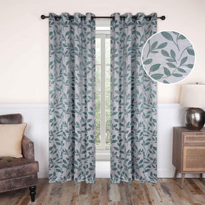 Leaves Machine Washable Room Darkening Blackout Curtains 4 Pieces