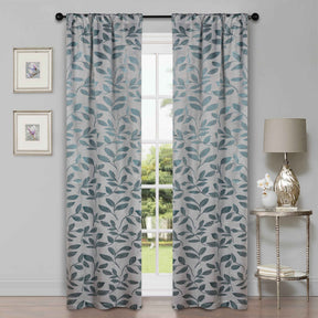 Leaves Room Darkening Washable Blackout Curtain Panels, Set of 2