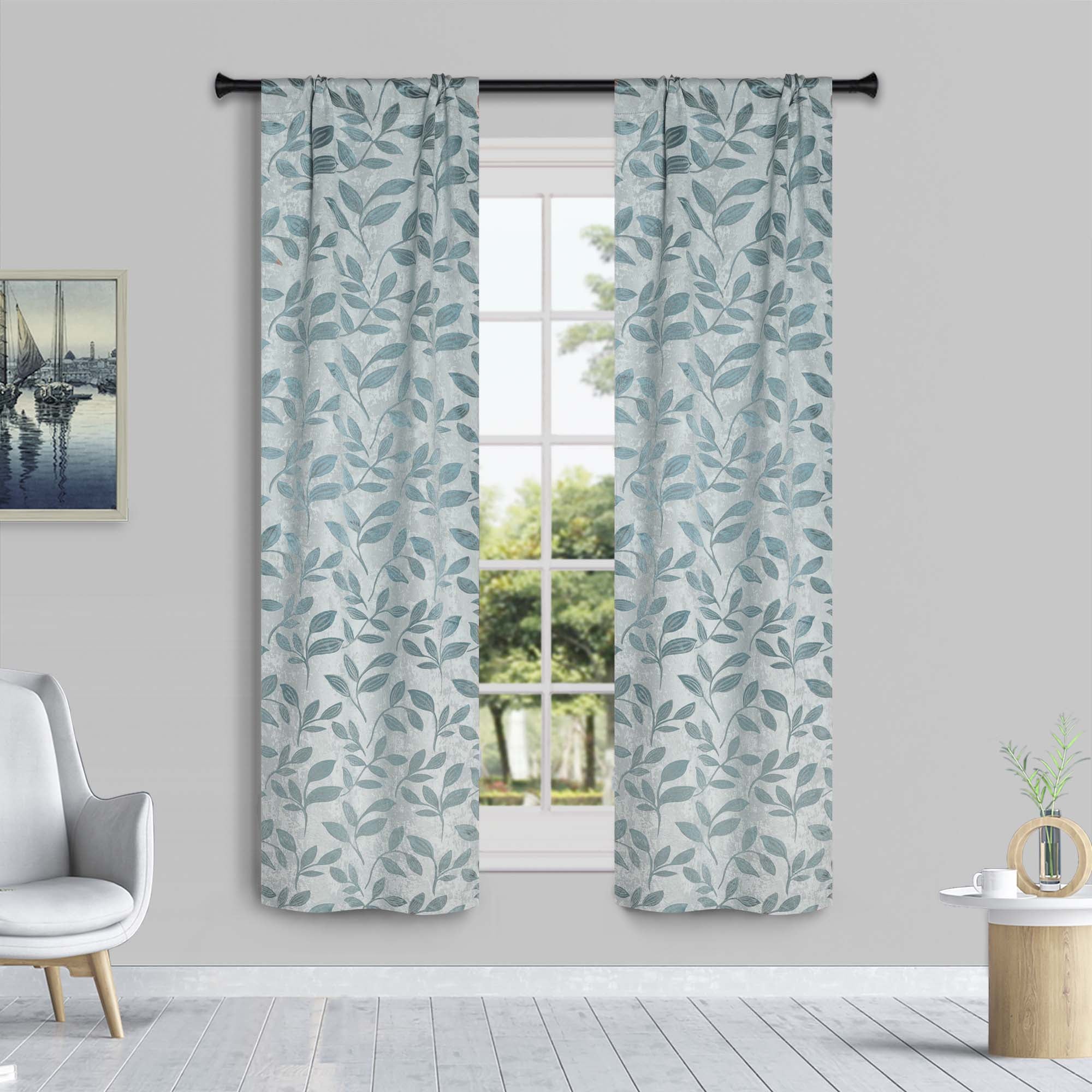 Leaves Room Darkening Washable Blackout Curtain Panels, Set of 2