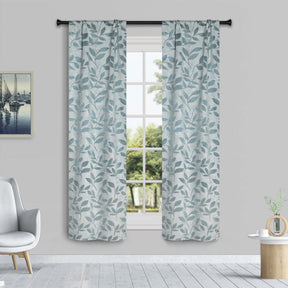 Leaves Room Darkening Washable Blackout Curtain Panels, Set of 2
