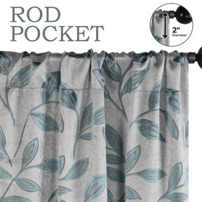 Leaves Room Darkening Washable Blackout Curtain Panels, Set of 2