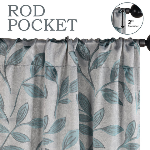 Leaves Room Darkening Washable Blackout Curtain Panels, Set of 2