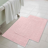 Nora Cotton Thick Solid Checkered Washable Bath Mat Set of 2