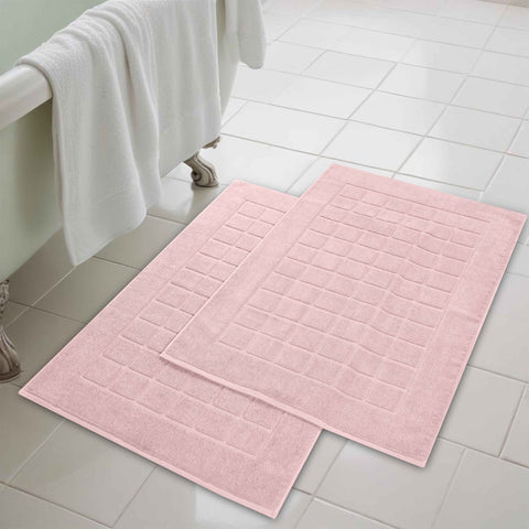 Nora Cotton Thick Solid Checkered Washable Bath Mat Set of 2